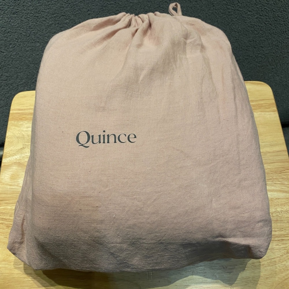 Quince European Linen Sheet Set Queen Size Dusty Mauve 4 Piece w/ Flat Sheet - Picture 3 of 5